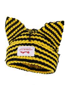 180克猪耳朵风格针织帽，温暖时尚，男女通用冬季女士 - 彩色 - 查看 14