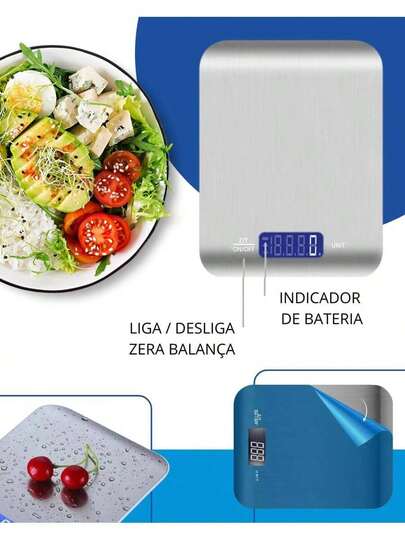 Balança De Cozinha Digital Alta Precisão Alimentos Inox 10 Kg