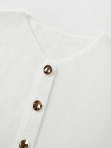 FOR BEAUTY 春夏新款白色针织长袖连衣裙，时尚休闲，简约优雅，适合日常外出、约会、通勤等各种场合。这款毛衣连衣裙是春秋季女士的理想之选。 - 白色 - 查看 8