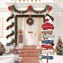 8 Piezas Señal direccional para fiesta de Navidad, Señales de casa de cabaña de invierno cálido y duradero para fiestas de Navidad y accesorios para fotomatón (sin batería), Decoraciones navideñas, Diseño de madera rústica (material de papel), Decoración de fiesta de Navidad Feliz Navidad