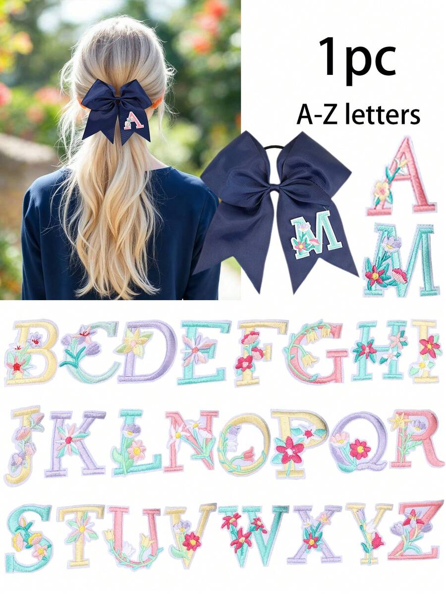 1 件海军蓝啦啦队蝴蝶结,适合女士女孩 A-Z 字母刺绣罗缎丝带蝴蝶结发带纯色字母花朵刺绣蝴蝶结发带优雅蝴蝶结松紧带休闲纯色蝴蝶结发绳啦啦队蝴蝶结橡皮筋女士发饰、马尾辫夹、发圈、发带、弹性发带、家居美容女士配饰礼品 - 藏蓝色 - 查看 1