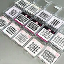 MIXIAOHE Mini Box 韓系旅行假睫毛 20簇 DIY C捲 濃密自然 拍照友好 分段式睫毛 10mm-13mm 便攜日常眼妝 - 黑色 - 查看 2