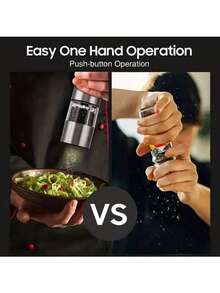 1个电动盐和胡椒研磨器，电池供电，单手操作，自动胡椒研磨器，电子可调胡椒研磨器，适合用作厨房工具，万圣节/圣诞节礼物 - 彩色 - 查看 5
