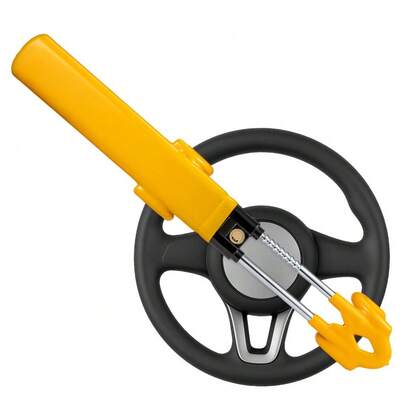 Shoze Dual-Lever Steering Wheel Lock Heavy-Duty Anti-Theft Device For Cars SUVs Trucks And  High-Visibility Yellow Adjustable Universal Includes 2 Keys