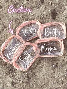 Personalized Makeup Bags, Beach Wedding Gifts, PVC Transparent Makeup Bags, Toiletry Bags, Bridesmaid Gifts, Summer Vacation, Bachelorette Party Multi-Functional,Space-Saving - Multicolor - View 4