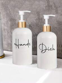 2 件 17 盎司洗手液分配器空乳液泵瓶，可再填充液体洗洁精瓶，适用于浴室、厨房水槽 - 白色 - 查看 7