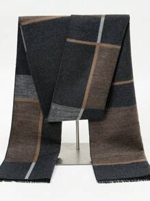 1条男士格纹撞色印花围巾。休闲、时尚、百搭、中性。适合男士服装 | 女士秋季服装 | 适合各行各业的教师和专业人士。也是完美的万圣节礼物。 - 卡其色 - 查看 5