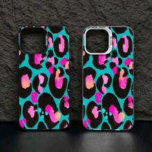 Fundas para teléfono con diseño de moda y estampado de leopardo neón, compatibles con los modelos 16, 15, 14 Pro, 13, 12, 11, XR y XS Plus. Fabricadas con material de silicona TPU, brindan protección contra golpes y caídas, con función anticaídas y una excelente sensación al tacto. Es el regalo perfecto para familiares, amigos y seres queridos. - Negro - Ver 2