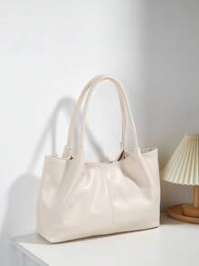 Túi xách tay nữ mới, Túi đeo vai dung tích lớn, thiết kế độc đáo, có quai xách kép đa năng, thích hợp cho kỳ nghỉ, đi làm, mua sắm và sử dụng hàng ngày - trắng - Xem 3