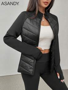 ASANDY 女士秋冬轻薄保暖修身时尚羽绒服 休闲黑色 - 黑色 - 查看 5