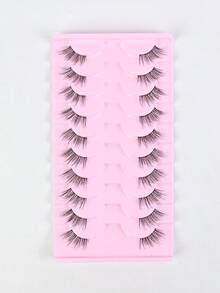 10 paia di ciglia finte a metà lunghezza con banda trasparente, ciglia false a forma di occhio di gatto, corte e morbide, faux ciglia in 3D in stile mink, naturali e morbide, adatte per il trucco, Ognissanti