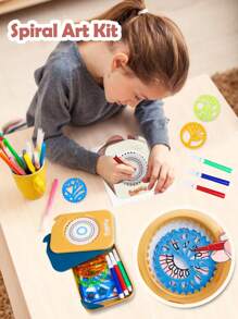 NEUSNEY Multi-Functional Protractor Drawing Set, Creative Painting Tools With Brush, Stickers, DIY Fun Drawing For Students & Kids, Halloween & Christmas Gift, Some Accessories Random