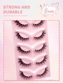ENCHUW 5 Pairs Cat Eye Eyelashes With Clear Band Soft Black Band 3D Natural False Lashes Fluffy Soft Cross Manga Lashes Wispy Natural Eyelash Extension Makeup - Black - View 5