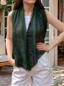 Women Knit Shawl Wrap, Elegant Shiny Sequins Fine Mesh Shoulder Cover-Up For Spring Summer