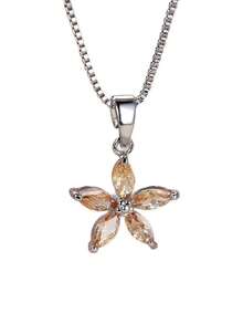 1 件可爱的 5 瓣蓝色锆石泪珠项链，订婚/婚礼/日常珠宝 - 吊墜項鍊 - 查看 13