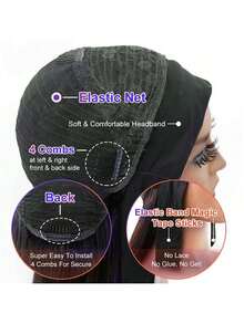bling hair 55.9 Cm Real Hair Headband Wig For Women, Adhesive-Free Wigs, Brazilian Real Hair Wig, 200% Density, Natural Color - Natural Black - 查看 4