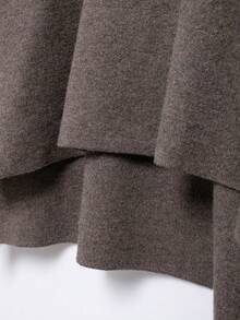 Damen Mode Lässig Poncho Stil locker Schal Dekor Strick Pullover Cardigan - Braun - Übersicht 10