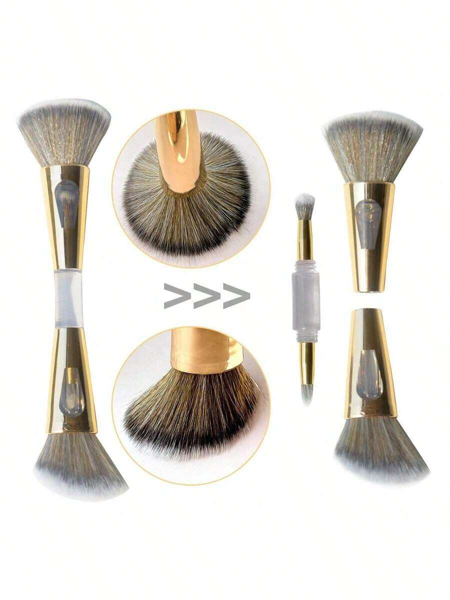 4-In-1 Multifunctional Makeup Brush, Detachable Brush For Contouring, Foundation And Touch-Ups, Transparent Model, Portable, Long And Soft Bristles - Dorado - Ver 1