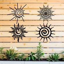 Arte de parede de metal com explosão de sol boêmio, 1 peça de decoração de parede com explosão de sol com orientação transversal, placa de praia para áreas internas e externas, arte à beira da piscina, frontões de parede de metal sem energia, sem penas, decoração para casa, decoração de quarto, presentes de decoração de parede, aniversário, formatura, decoração de cozinha