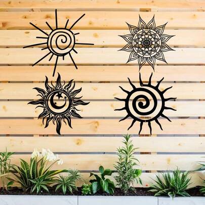 Arte de parede de metal com explosão de sol boêmio, 1 peça de decoração de parede com explosão de sol com orientação transversal, placa de praia para áreas internas e externas, arte à beira da piscina, frontões de parede de metal sem energia, sem penas, decoração para casa, decoração de quarto, presentes de decoração de parede, aniversário, formatura, decoração de cozinha