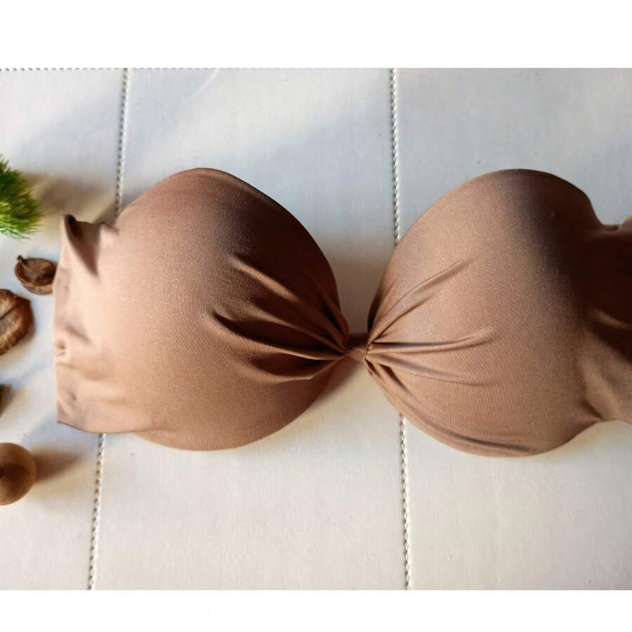 Casual-Comfortable Strapless Bra With Polyester Thread - 棕色 - 查看 1