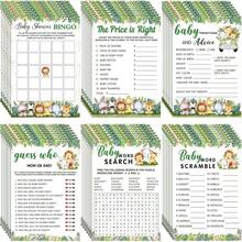 61pcs Green Animal Bath Time Game Set, Includes 6 Games - Double-Sided Printing, 20 Games Per Page, Such As Shower Bingo, Word Scramble, Word Search, Predictions & Suggestions, Price Match, Who ( Animal), With Answer Key. - Green - View 8