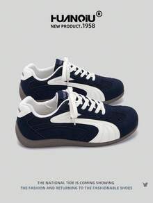 HUANQIU 2025 New Men's Shoes Men's Skateboard Shoes A Pair Of Fashionable Casual And High-Rise Breathable Home Office Outdoor Sports Shoes Multifunctional Lightweight And Comfortable Dexun Shoes Racing Shoes Casual Shoes Running Shoes Blue And White Four-Season Shoes