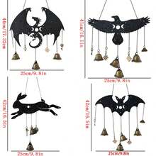 1 件巫婆铃铛木制壁挂装饰，适用于装饰庭院、客厅、阳台、窗户，风力驱动，理想的礼物，节日氛围装饰，万圣节装饰家居装饰秋季装饰房间装饰秋季装饰