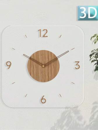 1 buc, ceas de perete transparent minimalist, ceas creativ cu indicator din lemn gol, ceas minimalist rotund/pătrat, ceas de perete silențios, fără ticăit, potrivit pentru decorarea casei, camera de zi, dormitorul, sala de clasă, decorarea sufrageriei