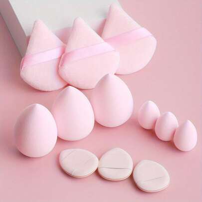 12pcs Makeup Sponge Set - Pink And White Mixed Shapes Soft Beauty Egg For Flawless Application, Essential Makeup Tool For Women,