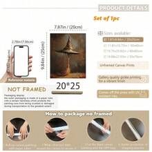 1pc, Canvas Wall Art, Framed Art Decor, Hangable, Wall Art, Poster, Witch's Hat, Horror Season Wall Art Decor, Halloween Poster, Witch's Hat And Broom, Gifts For Witch Lovers, Autumn Decor, Halloween Decor, Halloween Decor Aesthetics, Room Decor, Dorm Room Decor, Bedroom Decor Home Decor Fall Decor