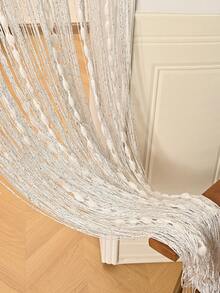 1pc Tasseled Curtain, Minimalist Style Curtain With Rod Pocket, Suitable For Living Room, Bedroom, Kitchen, Room Divider, Doorway, Home Decor, Wedding Decor