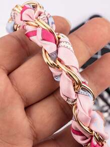 1 Woven Silk Scarf Mobile Phone Lanyard, Wrist Short Mobile Phone Case Chain, Anti-Loss Decorative Metal Buckle, Card Free Gifts For Mother, Family, Friends, Birthday, Holiday Phone Charm, Phone Chain - Multicolor - View 3