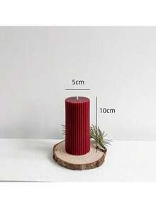 一套罗纹柱形蜡烛（1支），尺寸：1.96英寸、3.93英寸、7.87英寸、5.9英寸，大号大豆蜡香氛柱形蜡烛，优雅罗纹现代家居装饰，适用于浴室和客厅（红色） - 彩色 - 查看 13