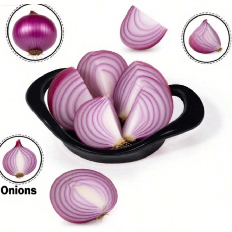 1pc  Stainless Steel Fruit And Vegetable Slicer | Double Grip Design For Convenient Cutting Of Round Fruits And Vegetables Such As Apples And Pears For Meal Preparation - màu đen - Xem 1