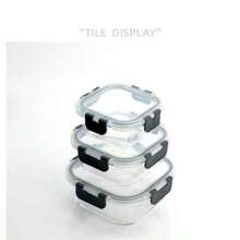 1件/3件长方形高硼硅玻璃午餐盒，微波炉适用，适用于办公室、学校、食品储存容器 - 無色 - 查看 8