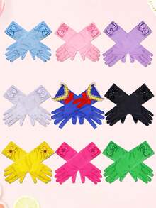 1 Pair, Ice Princess Costume Gloves, Party Accessories, Blue, Pink, 9 Colors Available, Cosplay Role Play Gloves Decor - Multicolor - View 2