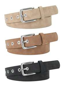 Versatile Retro Matte Square Buckle Belt, Suitable For Jeans, Skirts, All Seasons Summer, School Fall, Autumn, Halloween - Frosted - View 9