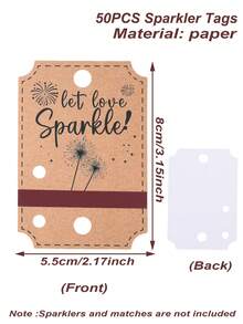 50/80个乡村风婚礼烟花棒标签，带火柴盒，牛皮纸婚礼回礼标签，婚礼派对装饰，乡村风烟花棒标签，适用于仪式、周年纪念派对、订婚、新娘送礼会（不含烟花棒和火柴） - 彩色 - 查看 12
