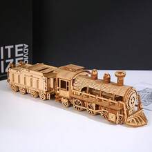 Khối xây dựng đầu máy xe lửa bằng gỗ 3D, Mô hình lắp ráp đồ chơi bằng gỗ tự làm, Đồ trang trí sáng tạo, Bộ đồ chơi thủ công bằng gỗ, Quà tặng Giáng sinh/Sinh nhật lý tưởng cho người lớn (Đầu máy xe lửa: 302 chiếc) - Nhiều màu - Xem 5