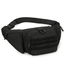 1 pièce Sac banane tactique pour hommes en nylon, sac banane mode et imperméable avec sangle réglable, grande capacité, sac banane polyvalent pour passeport, idéal pour les voyages, la randonnée, le jogging, le cyclisme, les sports de plein air, la chasse, l'escalade, le camping - Noir - Voir 5