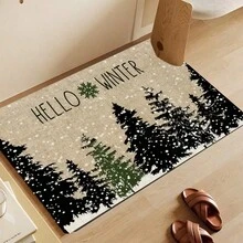 Felpudo navideño y de bienvenida al invierno - Alfombra de poliéster antideslizante y lavable a máquina para uso interior/exterior - Perfecta para la entrada, el dormitorio y la decoración exterior - Accesorio navideño para el hogar Decoración de baño y cocina Alfombra de cocina - Multicolor - Ver 5