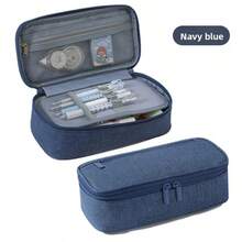 1 pieza Estuche de lápices grande - Bolsa con cremallera plegable con asa y múltiples compartimentos - Organizador de papelería estético para adultos - Elemento esencial para el escritorio de trabajo, imprescindible para estudiantes universitarios, kit profesional para reuniones, soporte minimalista para herramientas de escritura, bolsa de lápices para viajes de negocios, útiles escolares, de vuelta a la escuela