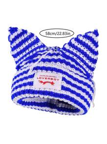 180克猪耳朵风格针织帽，温暖时尚，男女通用冬季女士 - 彩色 - 查看 13