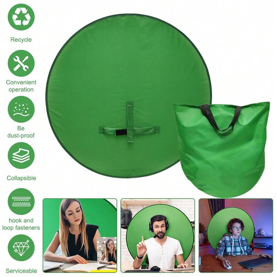 Portable Green Screen Chair, 28.4 In Greenscreen Backdrop With Stand Double Sided Foldable Green Background, For Photography Streaming Gaming Photo Zoom Video Chats And Meeting, Backdrop Video Calls, Photo Props - 75cm - View 1