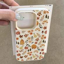 1pc TPU Material Autumn Pumpkin, Apple, Maple Leaf Pattern Phone Case, Compatible With Iphone/ Compatible With Samsung Waterproof Shockproof Anti-Fall Scratch Resistant - 白色 - 查看 11