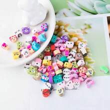50 piezas/100 piezas Cuentas de arcilla polimérica con patrones de animales mixtos cortadas para hacer joyas DIY, accesorios para pulseras y collares