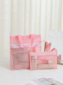 New Makeup Bag Organizer, Small Portable Handheld Toiletry Bag, Multi-Function Mesh Pouch Wholesale,Pouch,Makeup Pouch,Travel Essential - Multicolor - View 1