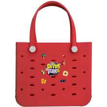 Multi-Size Rubber Women's Beach Bag, EVA Waterproof And Durable Shoulder Tote Bag, Fashionable And Casual, A Lightweight Handbag And Shopping Bag With Multiple Colors Available, Suitable For Beach, Swimming Pool, Vacation Travel - Large/Medium/Small - 彩色 - 查看 13