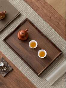 1 件木制托盘，木制茶盘，适用于咖啡馆、茶馆、餐厅、家庭使用，可容纳咖啡杯、茶杯、蛋糕、水果、寿司、饮料、牛排、披萨、甜点、面包 - 咖啡棕 - 查看 1